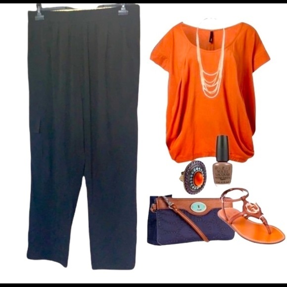 VINTAGE🧚‍♀️TAHARI Black High Waisted Cargo Flare/Wild Leg Pants/Trousers - Picture 14 of 15